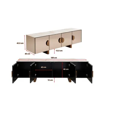 Kare Szafka TV LUNAR szklany beż 180 x 43 x 45cm / 70134