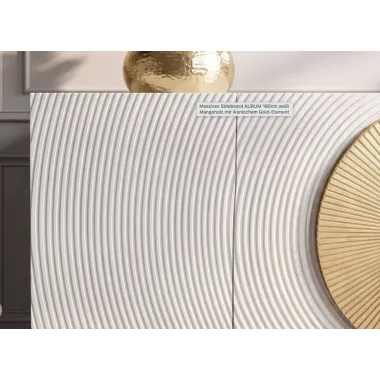 Invicta Komoda AURUM ryflowane fronty ze złotym akcentem białe mango 180cm / 49520