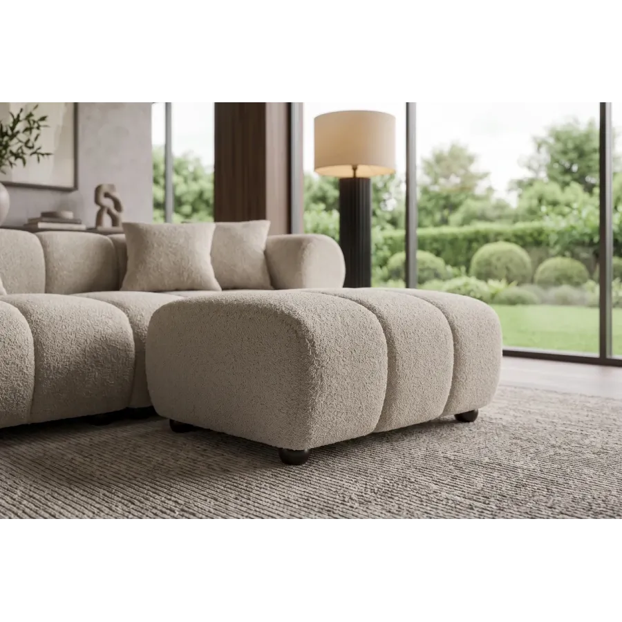 Invicta Pufa ADLON bouclé szampański beż 100 x 42 x 75cm / 44176