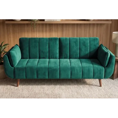 Invicta Sofa Divani rozkładana szmaragdowozielony aksamit 220cm / 40089