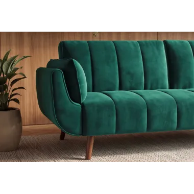 Invicta Sofa Divani rozkładana szmaragdowozielony aksamit 220cm / 40089