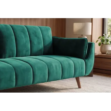 Invicta Sofa Divani rozkładana szmaragdowozielony aksamit 220cm / 40089