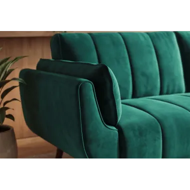 Invicta Sofa Divani rozkładana szmaragdowozielony aksamit 220cm / 40089