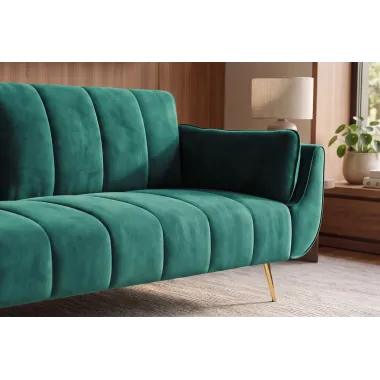 Invicta Sofa Divani rozkładana szmaragdowozielony aksamit 220cm / 40090