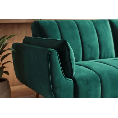 Invicta Sofa Divani rozkładana szmaragdowozielony aksamit 220cm / 40090