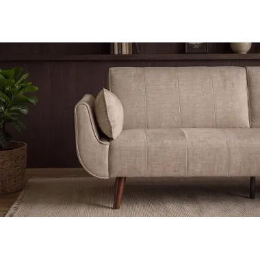 Invicta Sofa Divani rozkładana szampanski beż aksamit 220cm / 48983
