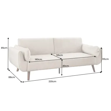 Invicta Sofa Divani rozkładana szampanski beż aksamit 220cm / 48983