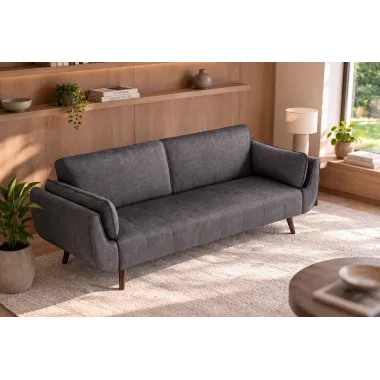 Invicta Sofa Divani rozkładana ciemnoszary aksamit 220cm / 48984
