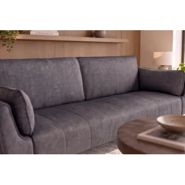 Invicta Sofa Divani rozkładana ciemnoszary aksamit 220cm / 48984