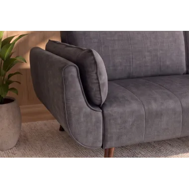 Invicta Sofa Divani rozkładana ciemnoszary aksamit 220cm / 48984