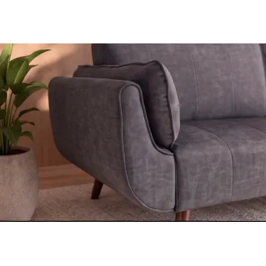 Invicta Sofa Divani rozkładana ciemnoszary aksamit 220cm / 48984