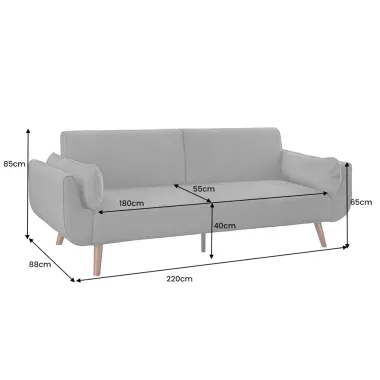 Invicta Sofa Divani rozkładana ciemnoszary aksamit 220cm / 48984