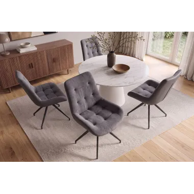 Krzesło Divani retro style jasnoszara microfibra 56 x 86 x 63cm / 40017