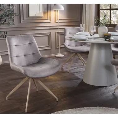 Invicta Krzesło DIVANI retro style beżowe taupe microfibra 56 x 86 x 63cm / 48608
