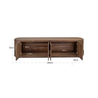 Szafka TV WINDSOR walnut brązowy fornir orzechowy 200 x 50 x 45cm / 215563