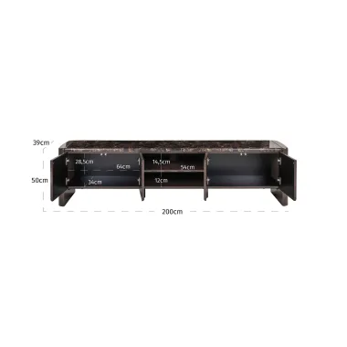 Szafka TV ALMUNDU MDF czekoladowy brąz 200 x 50 x 40cm / 214309