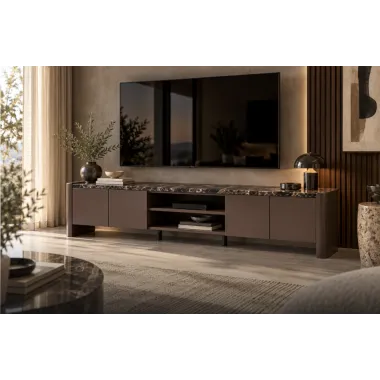 Szafka TV ALMUNDU MDF czekoladowy brąz 200 x 50 x 40cm / 214309