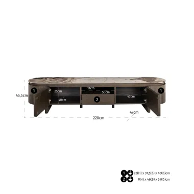 Szafka TV LANGFORD brązowa 220 x 45 x 45cm / 214220