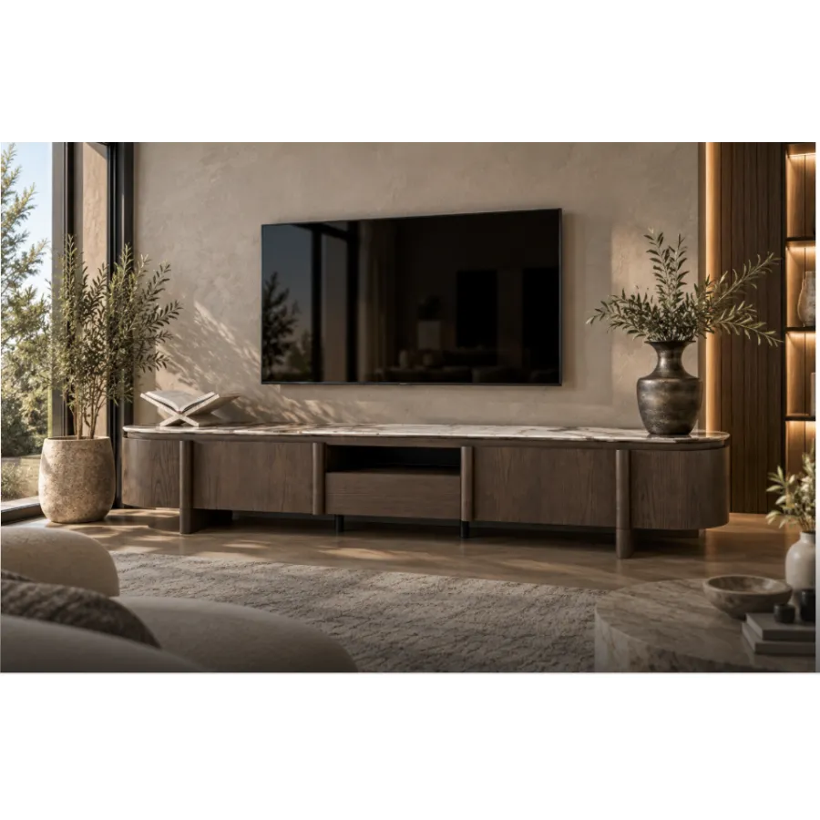 Szafka TV LANGFORD brązowa 220 x 45 x 45cm / 214220