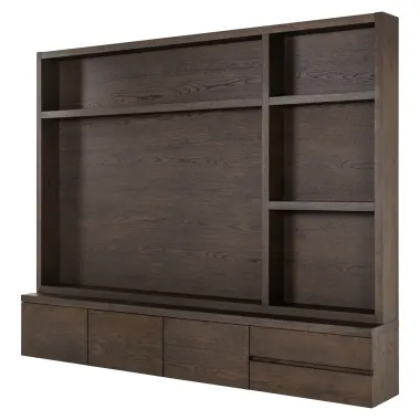 Panel ścienny wiszący TV LACHANCE brązowy 220 x 176 x 30cm / 213741