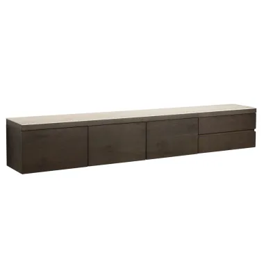 Szafka TV LACHANCE brązowa fornir dębowy 220 x 35 x 30cm / 213740