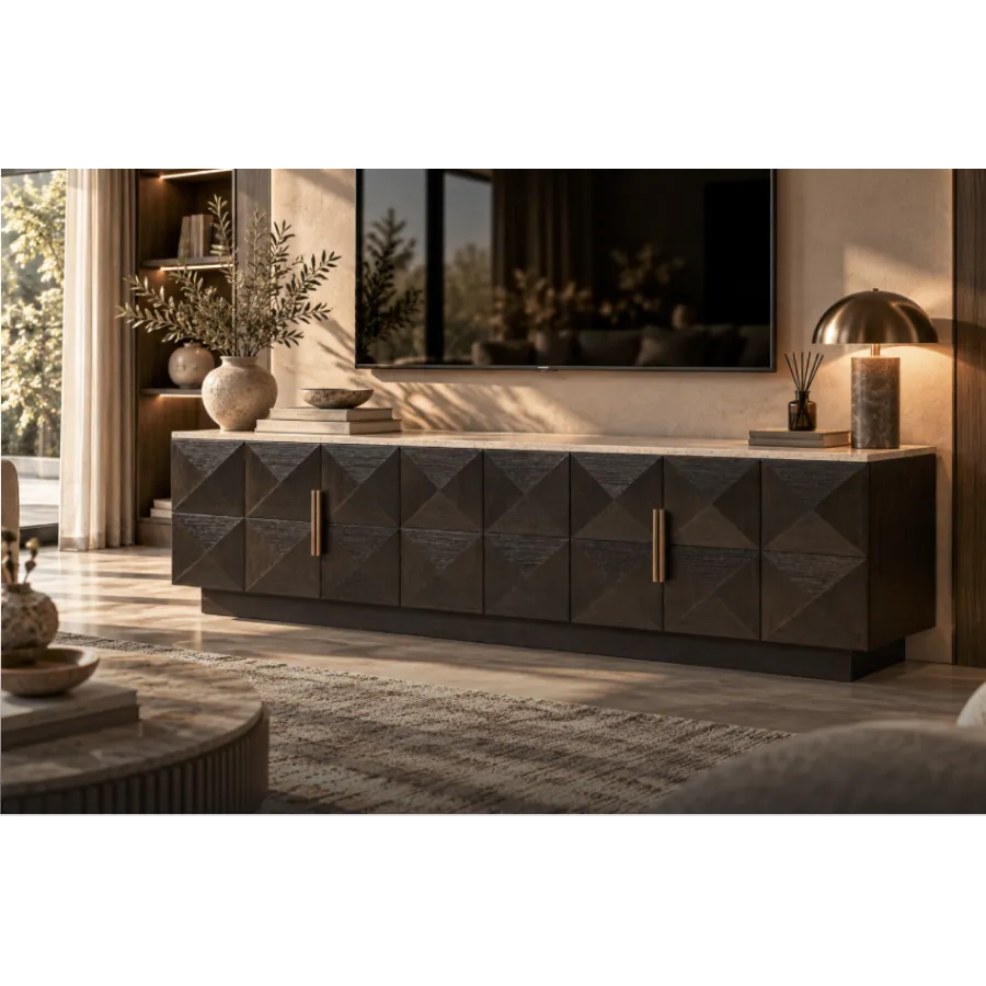 Szafka TV CLAREMONT brązowa 196 x 63 x 44cm / 7871