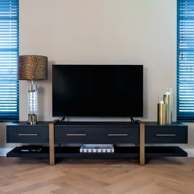 Szafka TV CAMBON fornir dębowy dark coffee 240 x 55 x 45cm / 7803