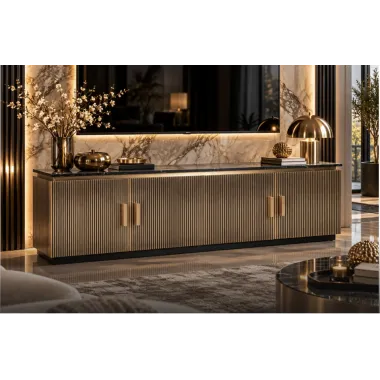 IRONVILLE złota marmurowy blat 200 x 60 x 40cm / 7577