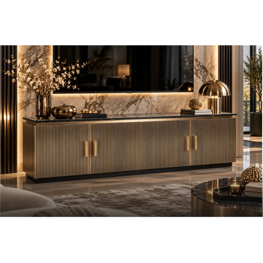 IRONVILLE złota marmurowy blat 200 x 60 x 40cm / 7577