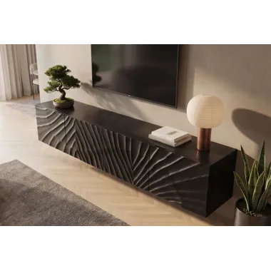 Invicta Szafka wisząca RTV SCORPION mango 3D czarne 200 x 35 x 33cm / 44526