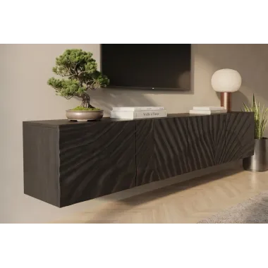 Invicta Szafka wisząca RTV SCORPION mango 3D czarne 200 x 35 x 33cm / 44526