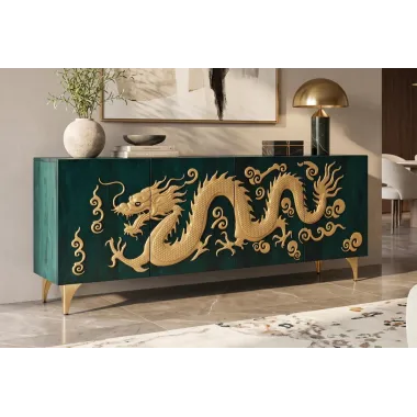 Invicta Komoda DARGON SNAKE 3D GOLD turkusowe mango 180 x 75 x 38cm / 49493
