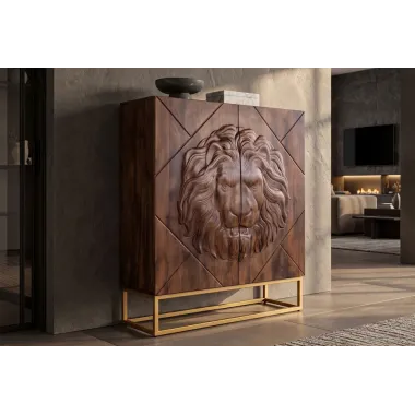 Invicta Komoda LION 3D brązowe mango 100 x 120 x 36cm / 49499