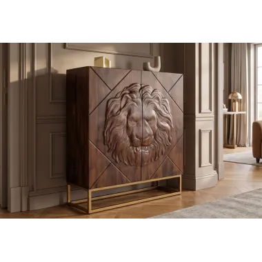 Invicta Komoda LION 3D brązowe mango 100 x 120 x 36cm / 49499