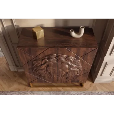 Invicta Komoda LION 3D brązowe mango 100 x 120 x 36cm / 49499