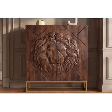 Invicta Komoda LION 3D brązowe mango 100 x 120 x 36cm / 49499