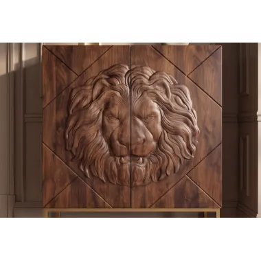 Invicta Komoda LION 3D brązowe mango 100 x 120 x 36cm / 49499
