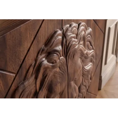 Invicta Komoda LION 3D brązowe mango 100 x 120 x 36cm / 49499