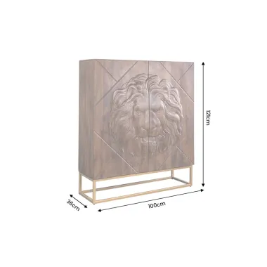 Invicta Komoda LION 3D brązowe mango 100 x 120 x 36cm / 49499