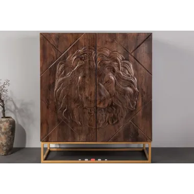 Invicta Komoda LION 3D brązowe mango 100 x 120 x 36cm / 49499