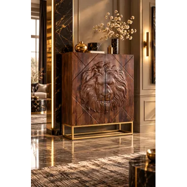 Invicta Komoda LION 3D brązowe mango 100 x 120 x 36cm / 49499