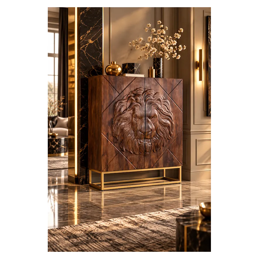 Invicta Komoda LION 3D brązowe mango 100 x 120 x 36cm / 49499