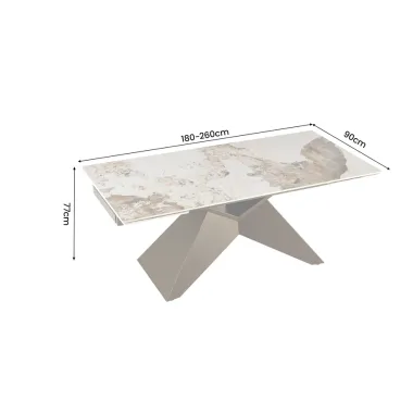 Invicta Stół DIAMOND blat ceramiczny optyka brązowego marmuru 180 - 260 x 77 x 90cm / 49273