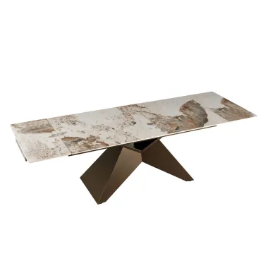 Invicta Stół DIAMOND blat ceramiczny optyka brązowego marmuru 180 - 260 x 77 x 90cm / 49273