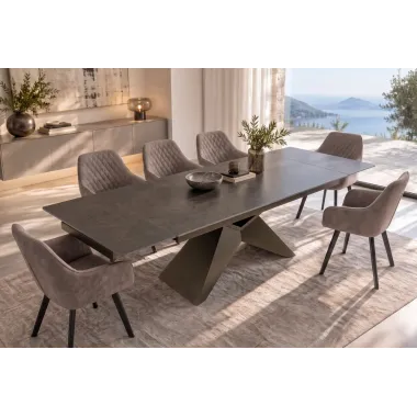 Invicta Stół DIAMOND blat ceramiczny optyka rdzawego brązu marmuru 180 - 260 x 77 x 90cm / 49272