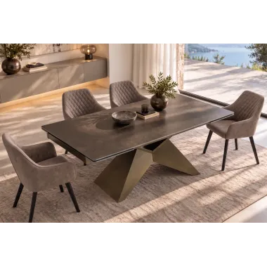 Invicta Stół DIAMOND blat ceramiczny optyka rdzawego brązu marmuru 180 - 260 x 77 x 90cm / 49272
