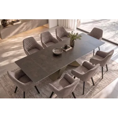 Invicta Stół DIAMOND blat ceramiczny optyka rdzawego brązu marmuru 180 - 260 x 77 x 90cm / 49272