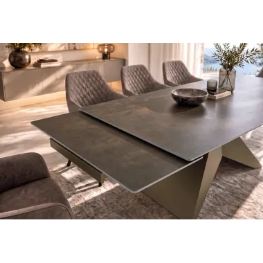 Invicta Stół DIAMOND blat ceramiczny optyka rdzawego brązu marmuru 180 - 260 x 77 x 90cm / 49272