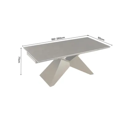 Invicta Stół DIAMOND blat ceramiczny optyka rdzawego brązu marmuru 180 - 260 x 77 x 90cm / 49272