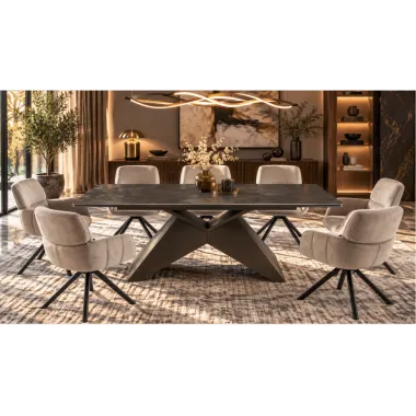 Invicta Stół DIAMOND blat ceramiczny optyka rdzawego brązu marmuru 180 - 260 x 77 x 90cm / 49272